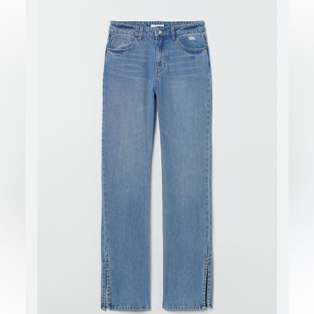 H&M Divided 90s Straight Jean High Waist Split Hem | SZ 2